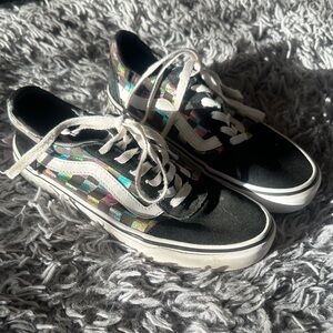 Vans Black Sneakers with metallic rainbow print